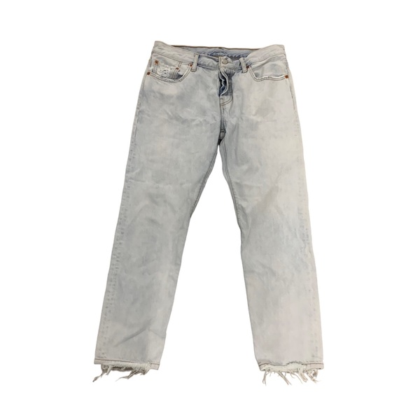 Levi's 501 light wash high rise straight leg frayed jeans women's size 28 pants - Picture 6 of 6